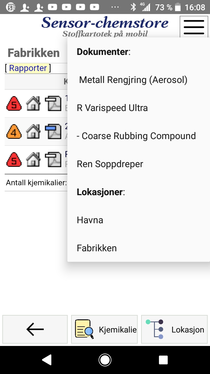 Skjermbilde for favoritter